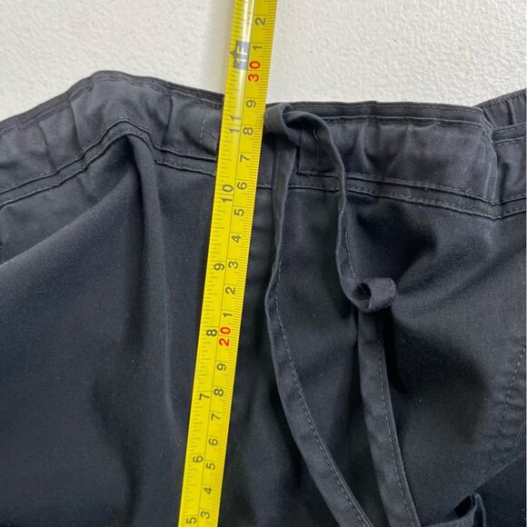 Black Scrub Uniform Cargo Pant Utility Split Hem Elastic Drawstring Women XL - Picture 12 of 15